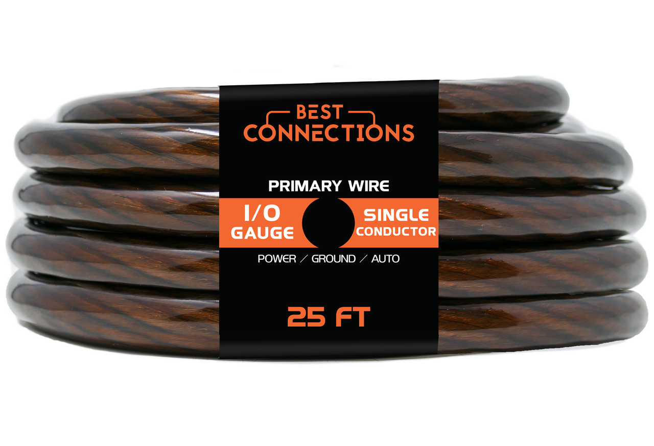 BEST CONNECTIONS 1/0Ga 25ft Black Translucent Power/Ground Electrical Auto Wire