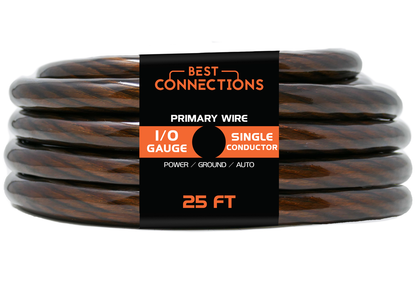 BEST CONNECTIONS 1/0Ga 25ft Black Translucent Power/Ground Electrical Auto Wire