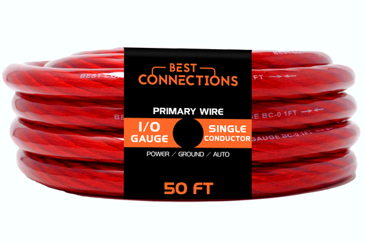 BEST CONNECTIONS 1/0Ga 50ft Red Translucent Power/Ground Electrical Auto Wire