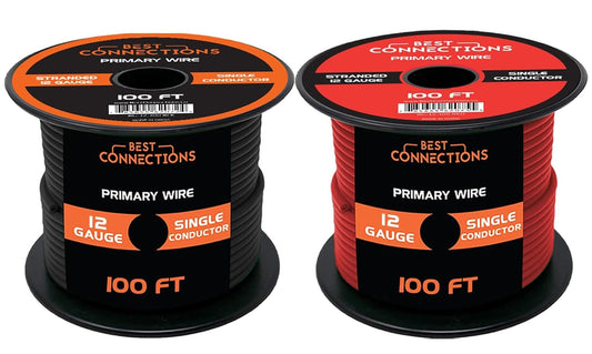 Audiopipe 12 Gauge Car Audio Primary Wire (100ft–2 Rolls)– Remote, Power/Ground Electrical