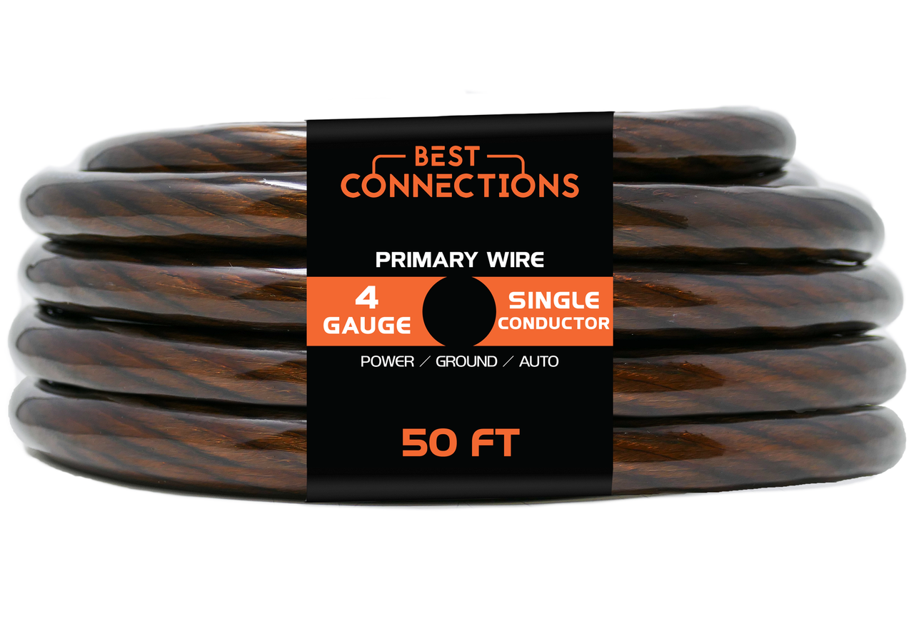 BEST CONNECTIONS 4Ga 50ft Black Translucent Power/Ground Electrical Auto Wire