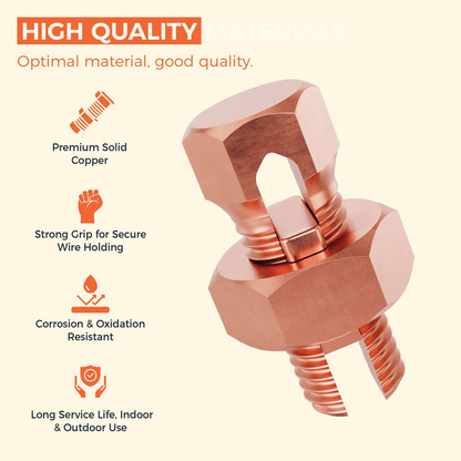 BEST CONNECTIONS 100 Pcs High Strength Copper Split Bolt Connectors 4 Gauge to 8 Gauge Solid Wire