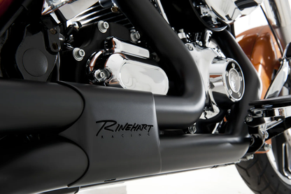 Rinehart Racing Black Slimline 4" and 4.5" Dual Header With Baffles For Harley Motorcycles 2017-later