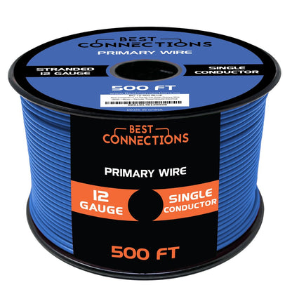 BEST CONNECTIONS 12 Gauge Automotive Primary Wire - 500ft | Ideal for Trailer, Speaker, and Lighting Circuits | Durable Primary/Remote, Power/Ground Electrical Wiring