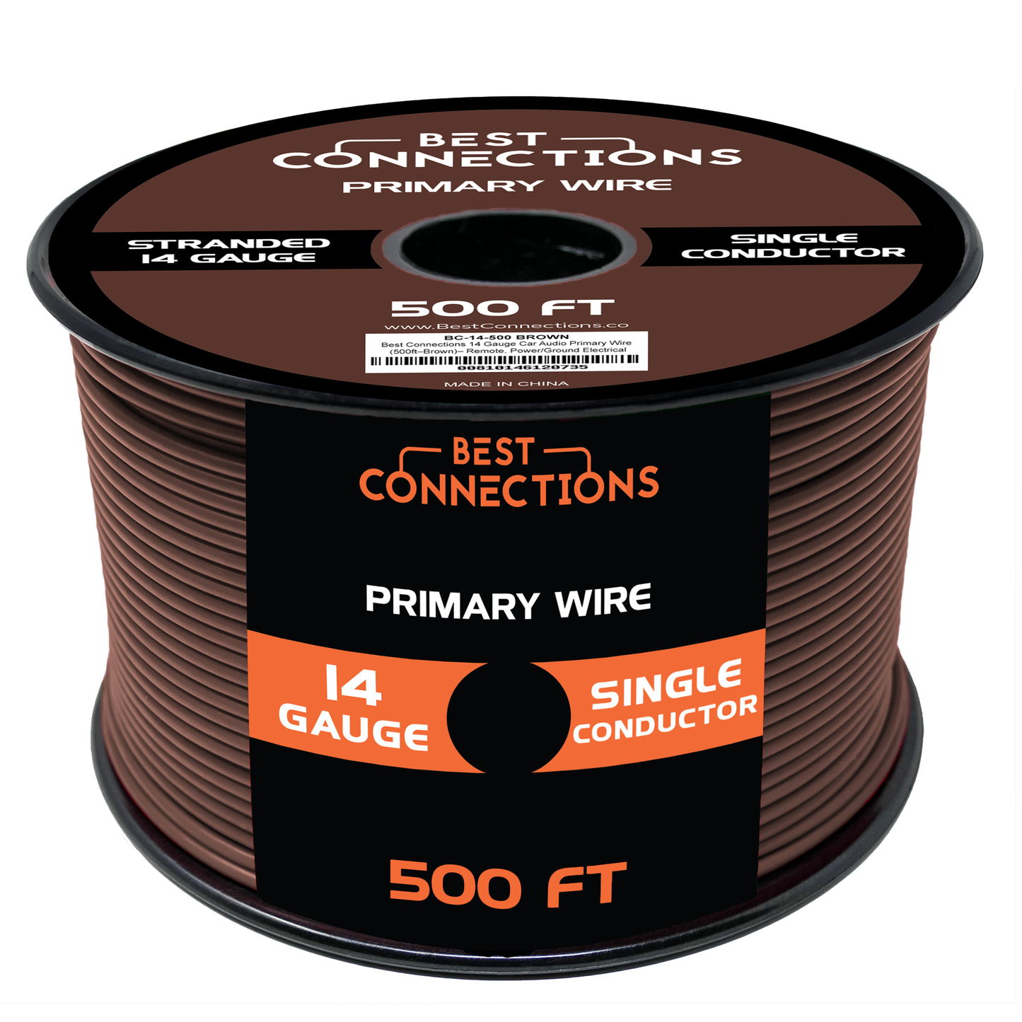 BEST CONNECTIONS 14 Gauge Automotive Primary Wire - 500ft | Ideal for Trailer, Speaker, and Lighting Circuits | Durable Primary/Remote, Power/Ground Electrical Wiring