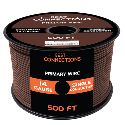 BEST CONNECTIONS 14 Gauge Automotive Primary Wire - 500ft | Ideal for Trailer, Speaker, and Lighting Circuits | Durable Primary/Remote, Power/Ground Electrical Wiring