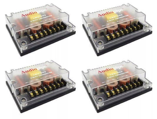 4 Pack 4 Ohm 3 Way Crossover 300 Watts Peak Passive Car Audio Signal Processor CRX-303