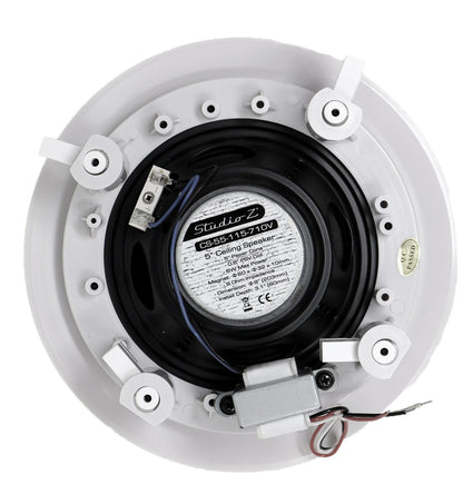 5" Ceiling Speaker with 70/100V Transformer & White Grill for Background Music, Paging, Alarm Signaling CS-55-115-710V