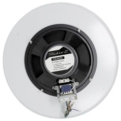 Studio Z 8" Ceiling Speaker with 70V Transformer & White Grill for Background Music, Paging, Alarm Signaling CS-806