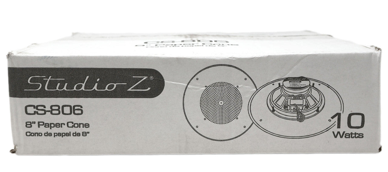 Studio Z 8" Ceiling Speaker with 70V Transformer & White Grill for Background Music, Paging, Alarm Signaling CS-806