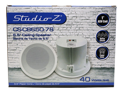 Studio Z 6.5" Ceiling Speaker White Grill Background Music, Paging CS-CB650-78