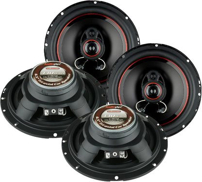 2 Pairs AudioPipe CSL-1623AR 6.5 Inch 330 Watts Max Power Tri Axial Car Audio Speaker Pair with 4 Ohm Impedance and 70 to 21kHz Frequency Range