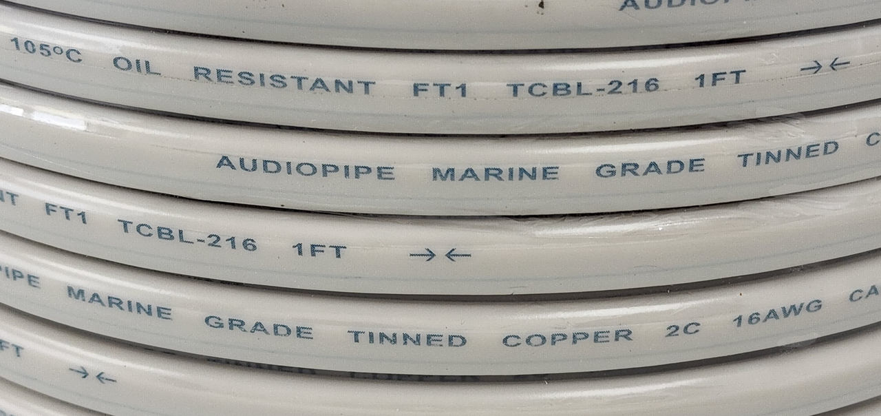 Audiopipe 16 Gauge 250 Feet Tin Copper Marine Speaker Cable Wire With White PVC Jacket