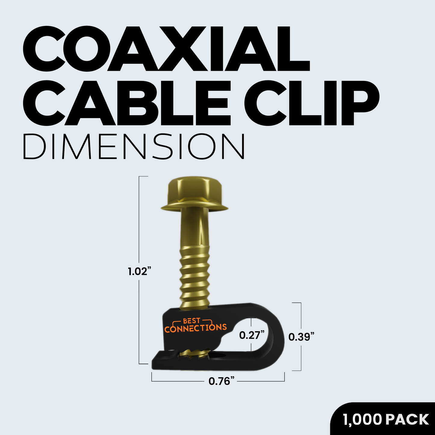 Best Connections 1000 pcs Single Black Mounting Coaxial Flex Clips w/ Pre-Inserted Screw RG6, RG5