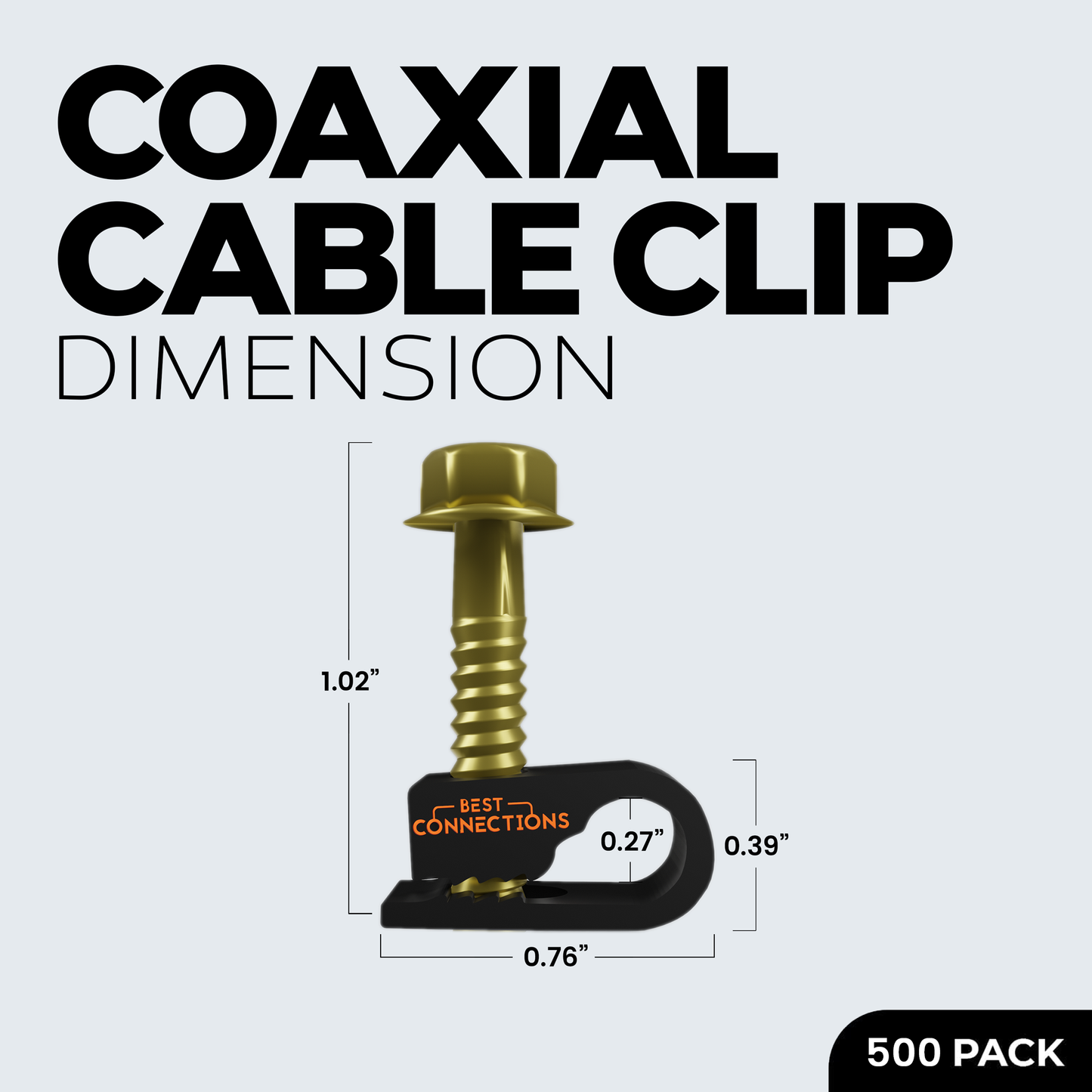 Best Connections 500 pcs Single Black Mounting Coaxial Flex Clips w/ Pre-Inserted Screw