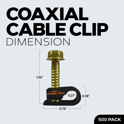 Best Connections 500 pcs Single Black Mounting Coaxial Flex Clips w/ Pre-Inserted Screw