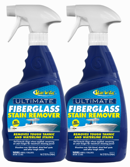 StarBrite Ultimate Fiberglass Stain Remover - Easy-to-Use Marine Grade Solution to Eliminate Tough Rust, Leaf & Waterline Stains for Boats and More - Maximum Cleaning Power Gel Spray - 2 Pack