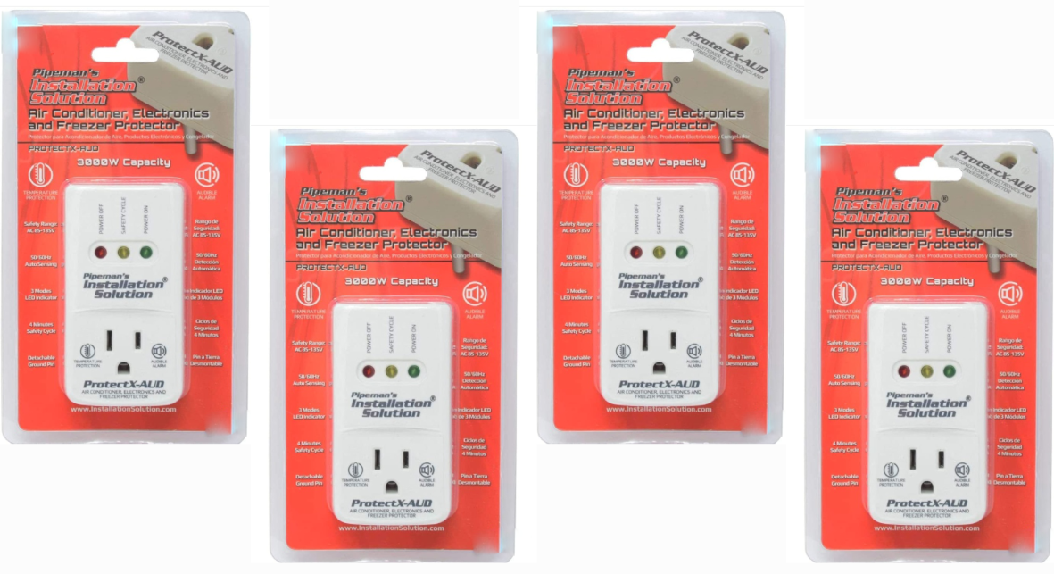 4 Pack  Pipeman's Installation Solution AC 85-135V Surge Protector 3000 Watts PROTECTX-AUD