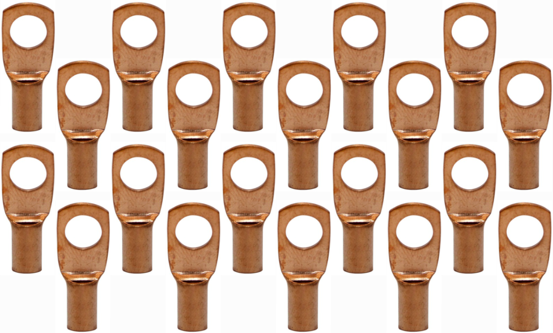 10 Pack Pipemen's Installation Solution 8 Gauge Copper Ring Tongue Terminal 1/4" IS-PTRC-8-8