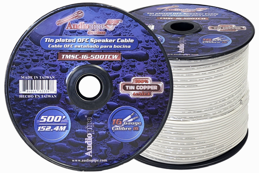 Audiopipe 16 Gauge 500 Feet OFC Tin Copper Marine Speaker Cable With White PVC Jacket