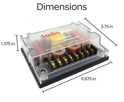 Audiopipe 4 Ohm 3 Way Crossover 300 Watts Peak Passive Car Audio Signal Processor CRX-303