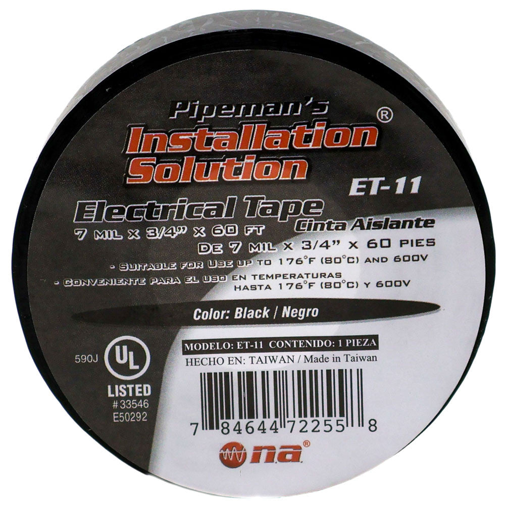 20 Rolls NA High Quality Black Electrical Tape 3/4" x 60' UL Listed ET-11