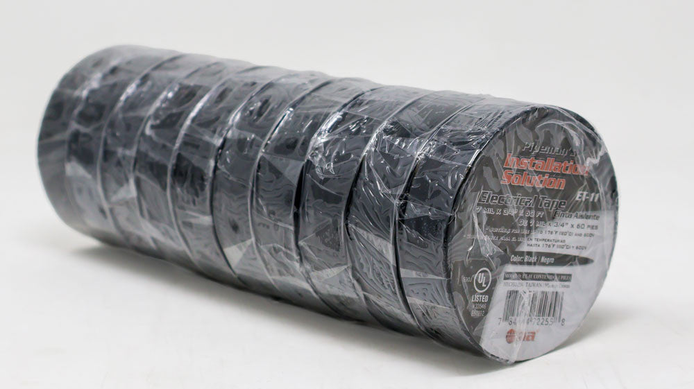 Black Electrical Tape 3/4" x 60' UL Listed ET-11 10 Rolls NA High Quality