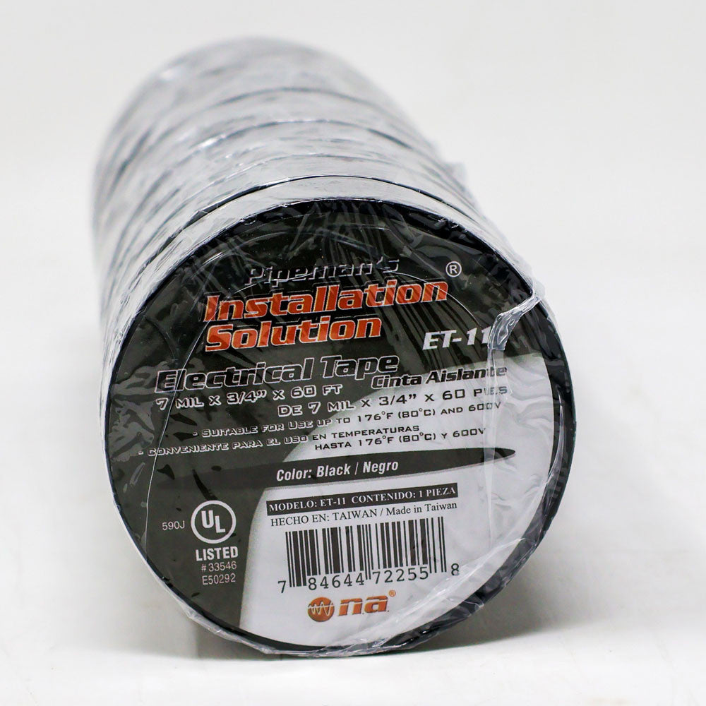 20 Rolls NA High Quality Black Electrical Tape 3/4" x 60' UL Listed ET-11