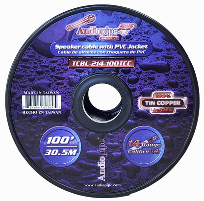 Audiopipe 14 Gauge 100 Feet Tin Copper Marine Grade Duplex Wire With White PVC Jacket