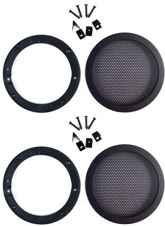 2 PCS 4.5" INCH CAR SPEAKER WOOFER STEEL MESH GRILL WITH SPEED CLIPS AND SCREWS