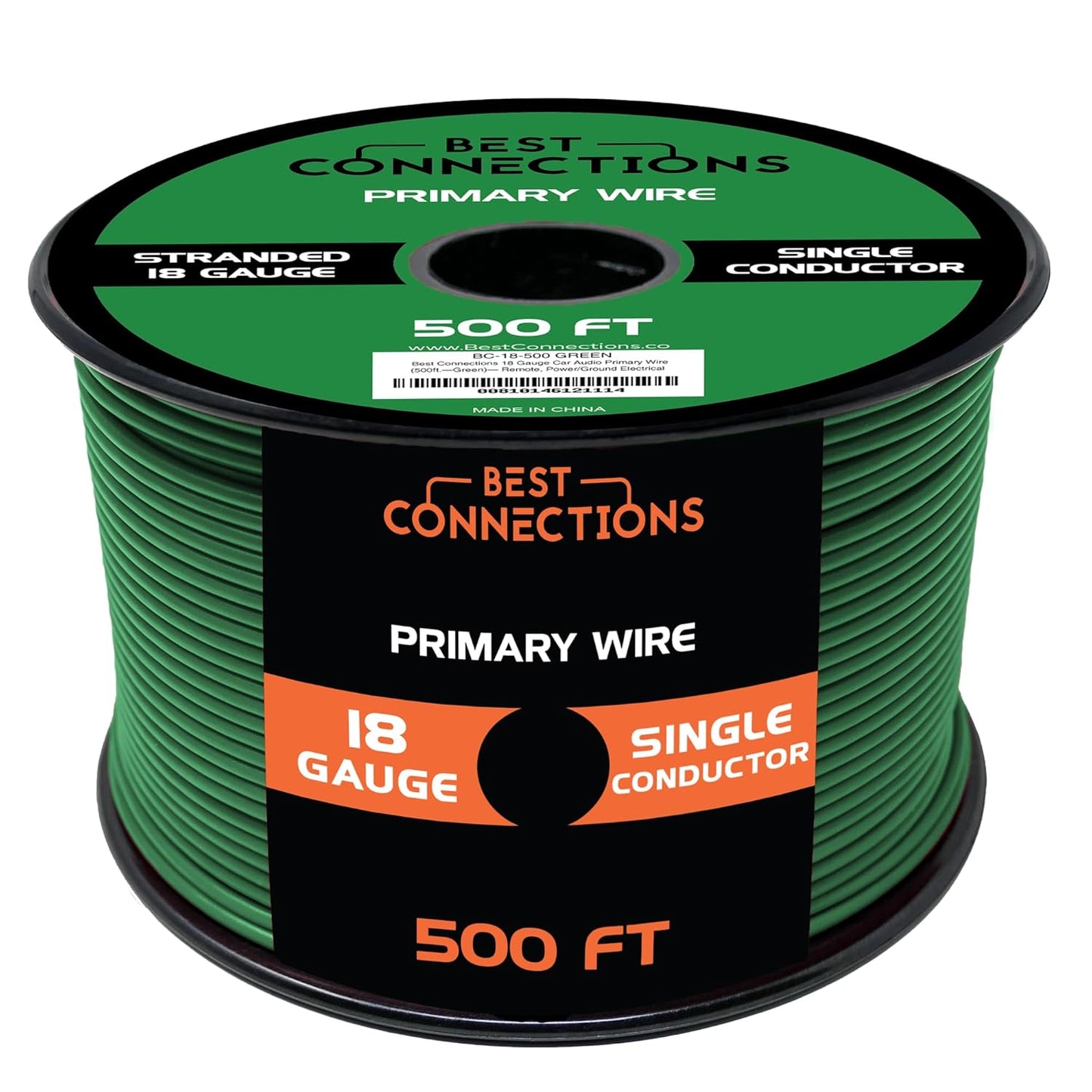 BEST CONNECTIONS Automotive Primary Wire - 500ft (Various Color Options) | Ideal for Trailer, Speaker, and Lighting Circuits | Durable Primary/Remote, Power/Ground Electrical Wiring - 18 Gauge