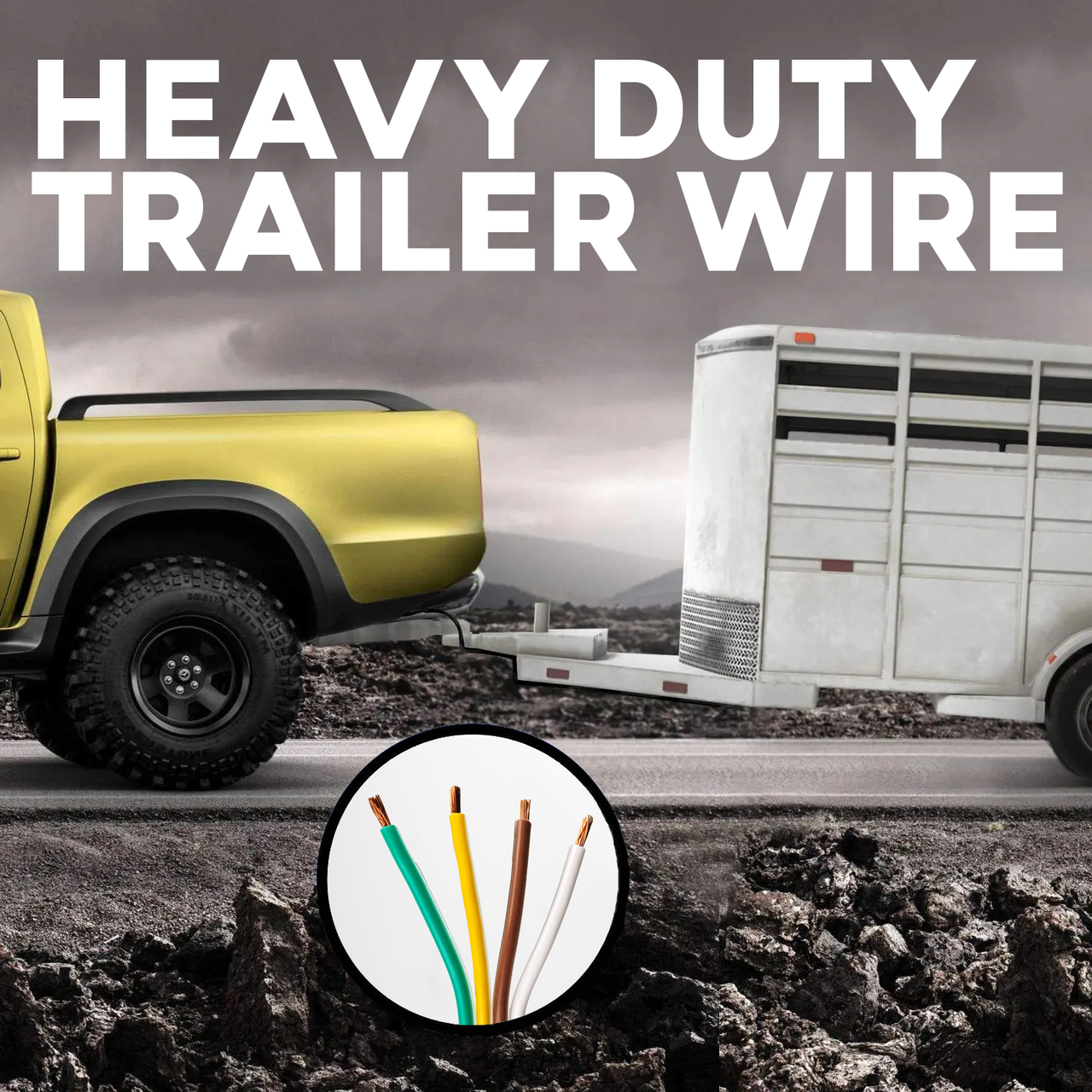 BEST CONNECTIONS 4 Way Bonded Flat Trailer Wire (100 Feet) 14 Gauge 4 Single Conductor Primary Wire - Durable, Weatherproof, Color-Coded 4 Pin Trailer Wiring Extension for Trailer and Automotive