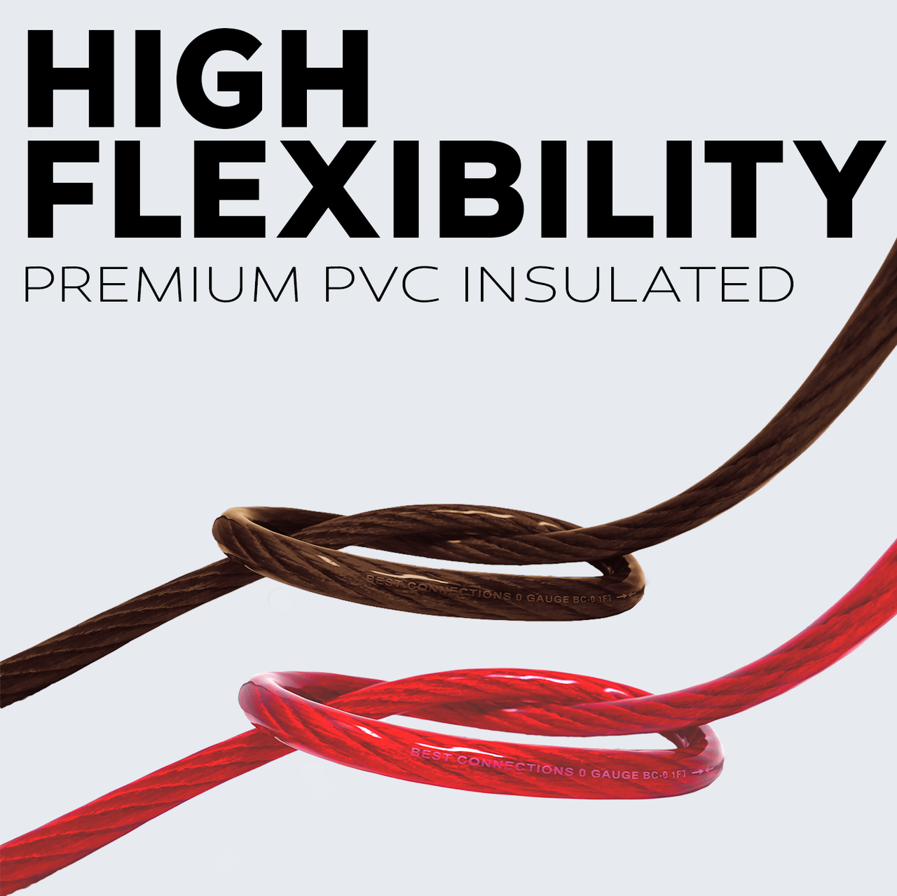 BEST CONNECTIONS 4Ga 50ft each, Black/Red Translucent Car Power/Ground Wire 100ft