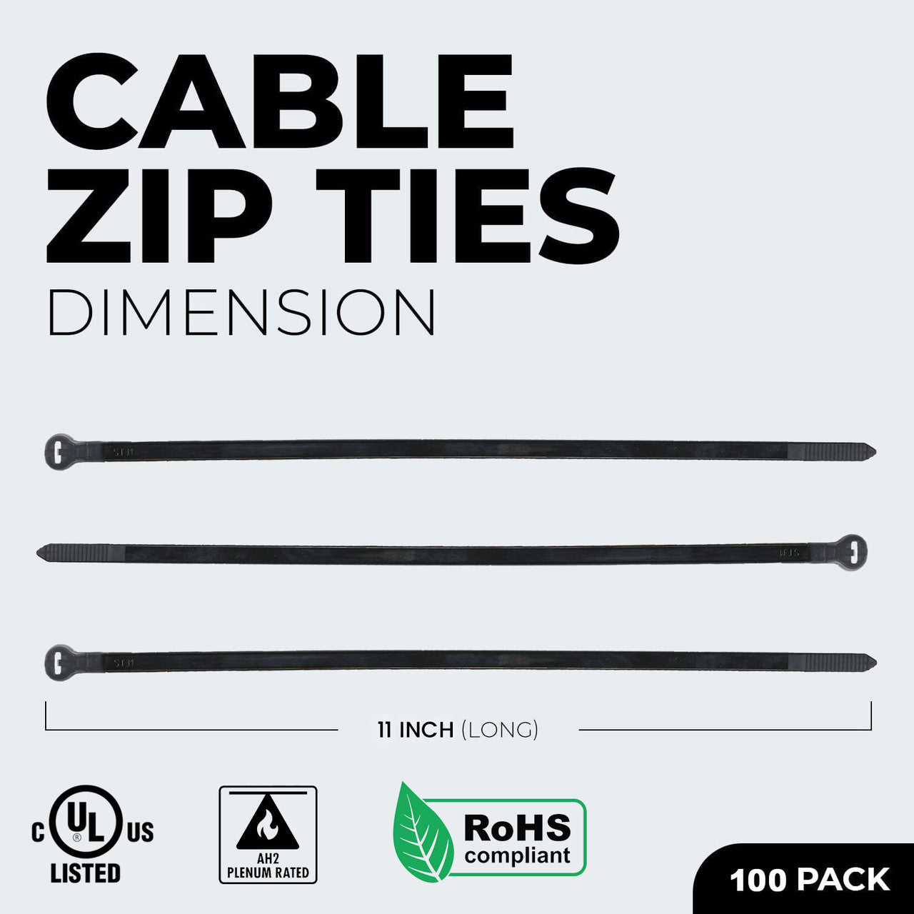 BEST CONNECTIONS Black Cable Ties – 200 Pcs Cable Zip Ties 11 Inch – Multi-Purpose Self-Locking Nylon Wire Ties with 50 Lbs Tensile Strength – Cable Management Ties for Outdoor & Indoor