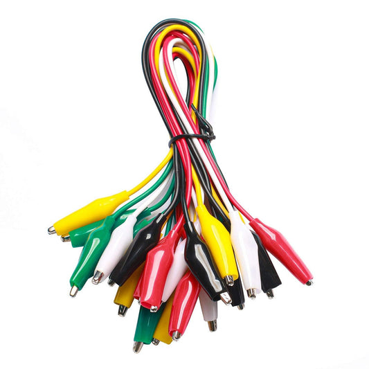 Installation Solutions 10 Piece Test Lead Set & Alligator Clips in 5 Colors - Red, Black, Yellow, White, Green (NB-413)