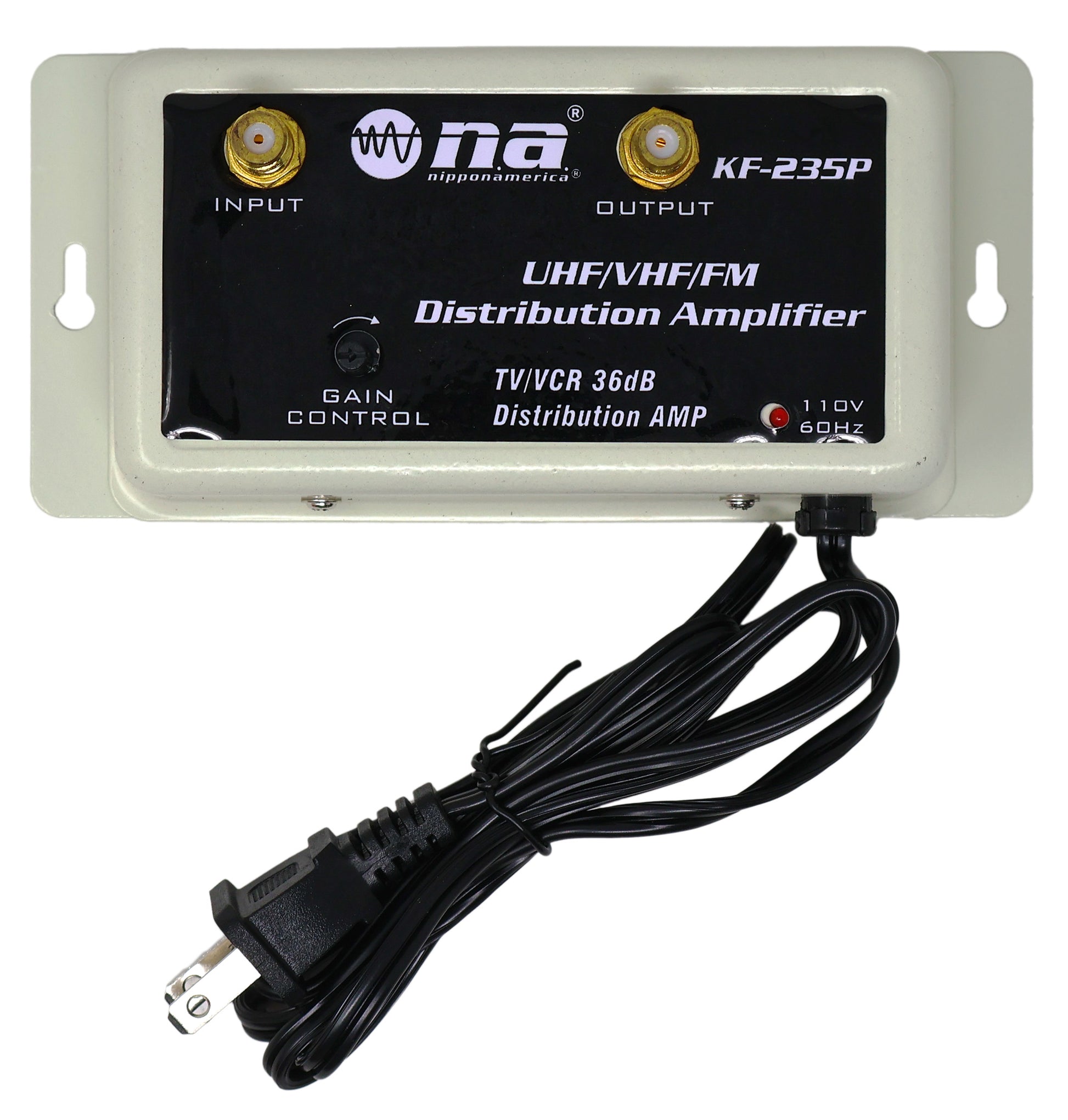 Nippon America 36dB Gain TV/VCR Antenna Distribution Signal Booster VHF UHF FM KF-235P