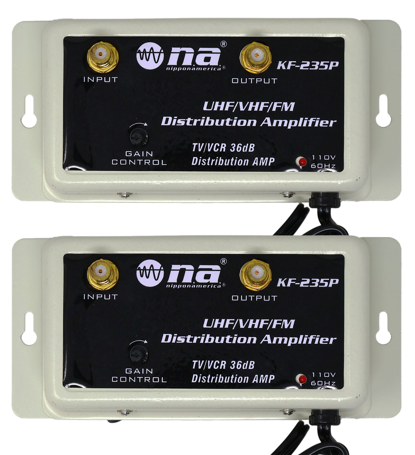 2 Pack Nippon America 36dB Gain Cable Antenna Distribution Amplifier VHF UHF FM KF-235P