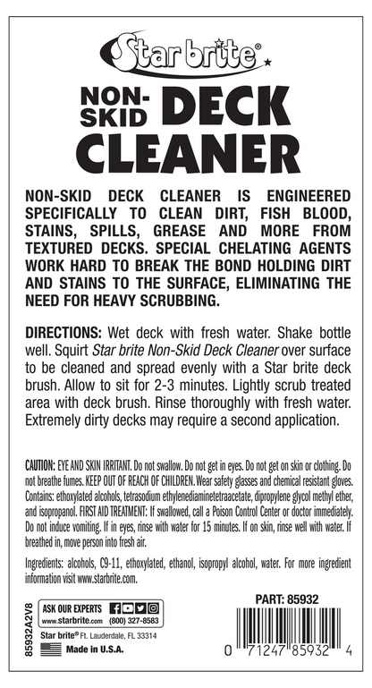 STAR BRITE Non-Skid Deck Cleaner & Protectant - Ultimate Boat Deck Wash - Protects Against Future Stains & UV - Ideal for Fiberglass, Vinyl, Plastic, Painted & Metal Surfaces - 32 Ounce (085032)