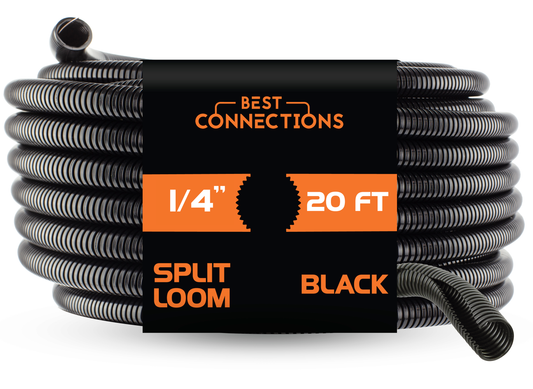 20 FT 1/4" INCH Split Loom Tubing Wire Conduit Hose Cover Auto Home Marine Black