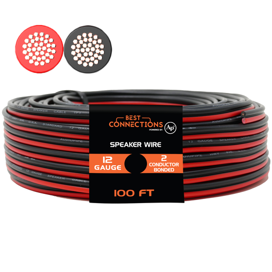 Audiopipe 12 Gauge 100' Feet Red Black Bonded 2 Conductor Speaker Wire Car Copper Mix