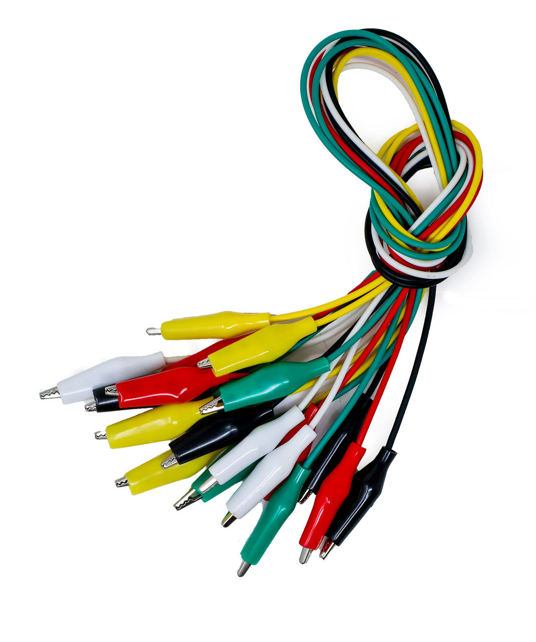 Installation Solutions 10 Piece Test Lead Set & Alligator Clips in 5 Colors - Red, Black, Yellow, White, Green (NB-413)