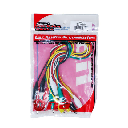 Installation Solutions 10 Piece Test Lead Set & Alligator Clips in 5 Colors - Red, Black, Yellow, White, Green (NB-413)