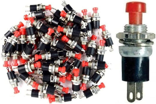100 Pieces Mini Push Button SPST Momentary N/O Switch Red 2 Pins 100 Pack NB-602