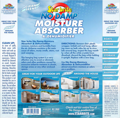 4 Pack No Damp Hanging Moisture Absorber & Dehumidifier Star Brite 85470 RV Boat