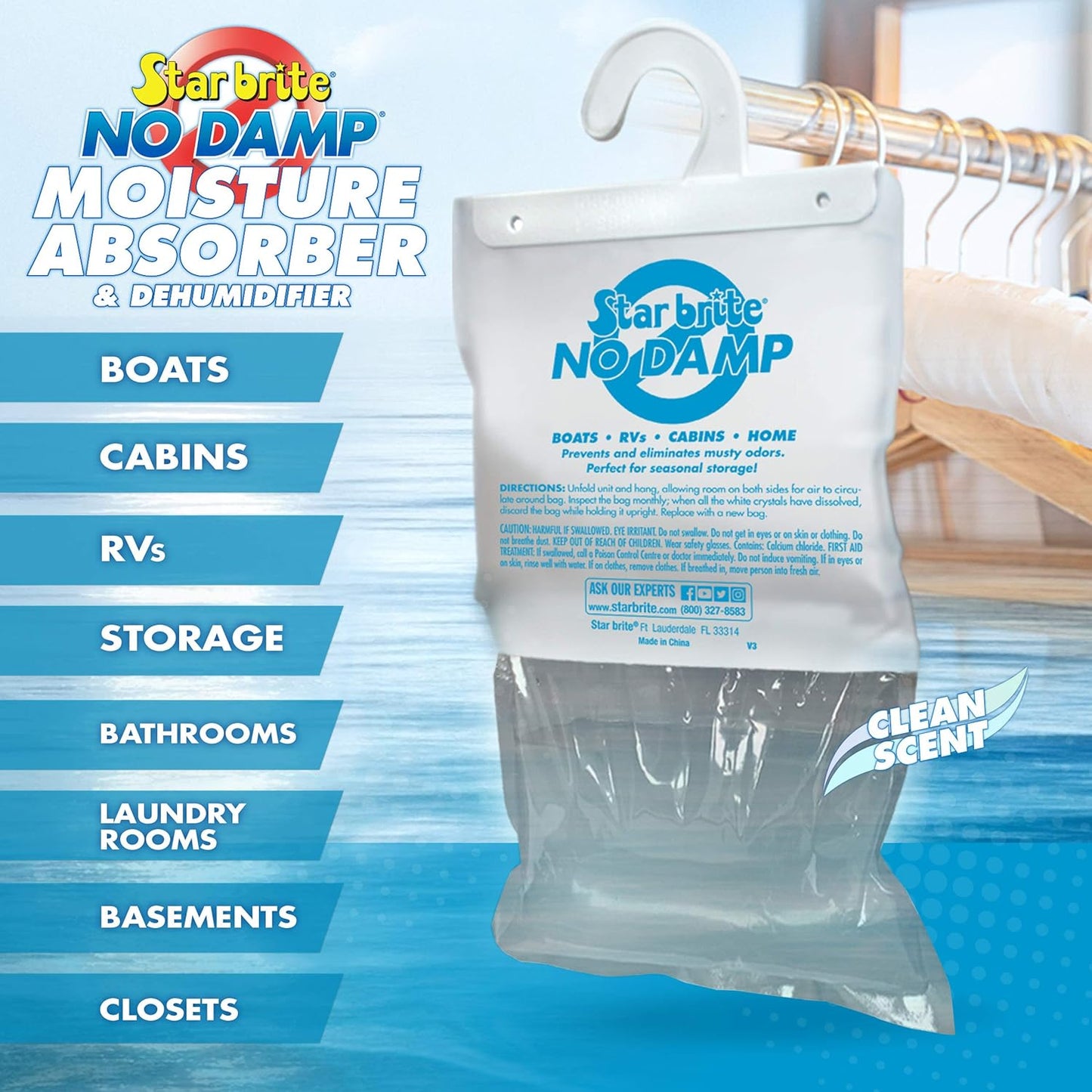 12 Pack Star Brite No Damp Hanging Moisture Absorber & Dehumidifier Display  85470 RV Boat