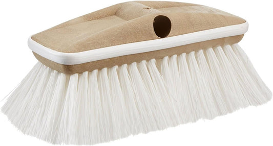 STAR BRITE Deluxe Stiff Heavy Duty 8" Brush Head W/Bumper - Dual Connections Fit Either Standard 3/4" Threaded Poles or Extend-A-Brush Handles, (White) Stiff (040163)