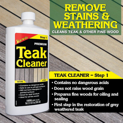 Premium Teak Care Pint Size KIT - Teak Cleaner, Premium Teak Brightener, and Premium Golden Teak Oil 081216