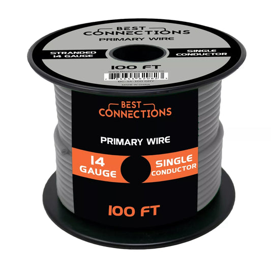 14 GA 100 Feet Audiopipe Gray Primary Remote Wire Car Power Ground Cable LED