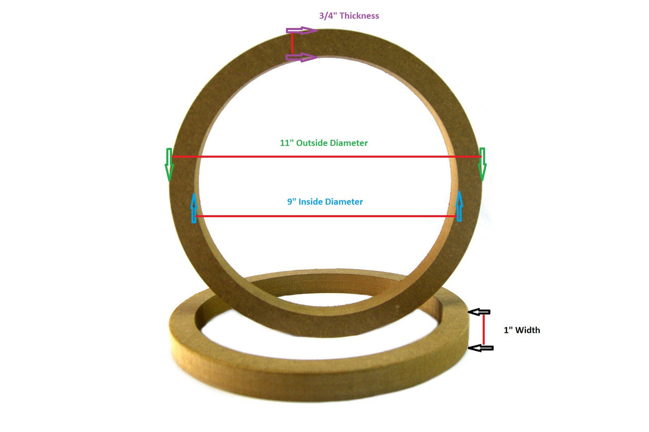 2 Pair 10" MDF Speaker Mounting Spacer Rings For Fiberglass RING-10R 4 Pack