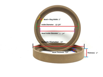 3 Pair 12" MDF Wood Speaker Subwoofer Mounting Spacer Rings Recessed with Bezel